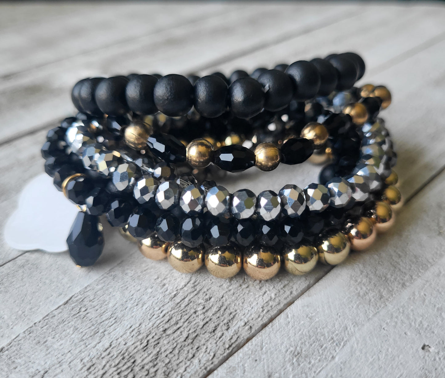 Avery Black Bracelet Stack