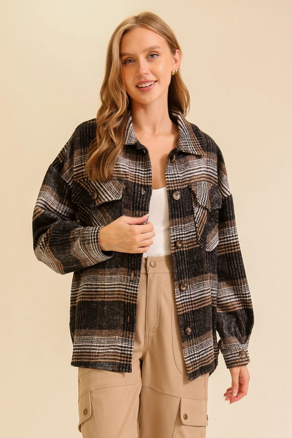 Fall Vibes Plaid Print Shacket