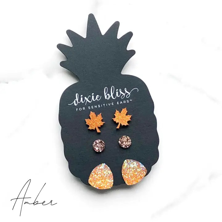 Amber Earring Trio