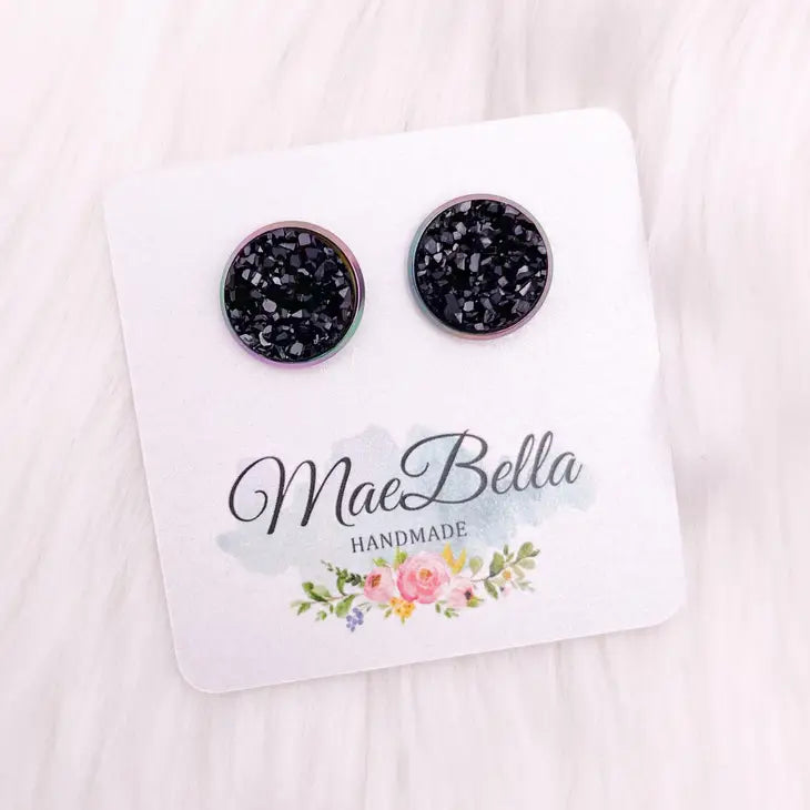 Black Druzy Earrings