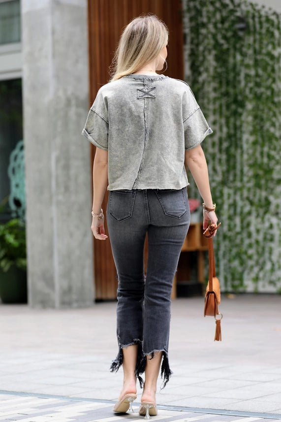 French Terry Raw Edge Crop Top
