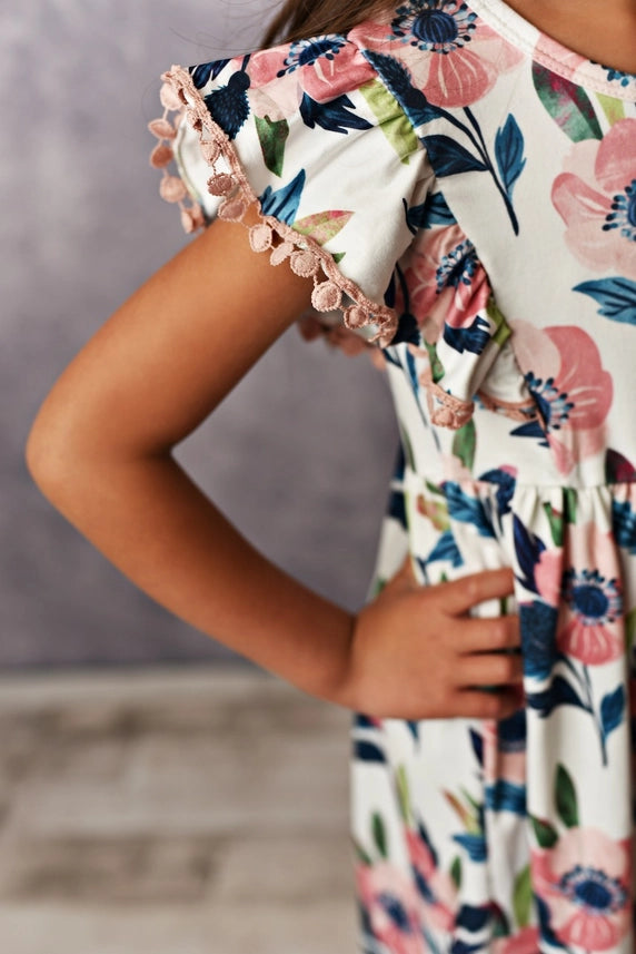 Peyton Pink Floral Girls Dress