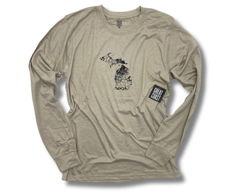 MI Petoskey Stone Long Sleeve Tee