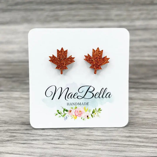 Glitter Leaf Earrings