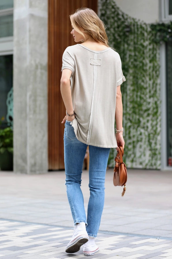 Washed Boatneck Tee Mocha