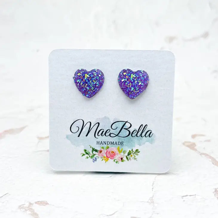 Purple Heart Earrings