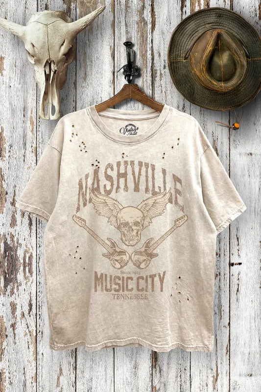 Distressed Oversized Nashville Tee