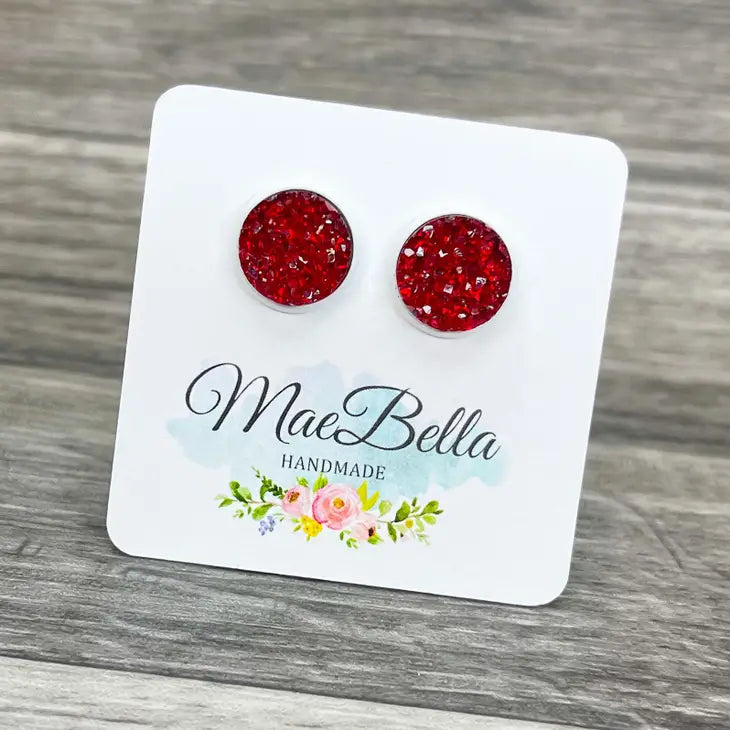 Red Druzy Earrings