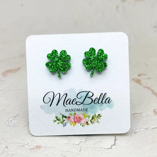 Clover Glitter Stud Earrings