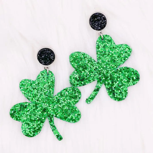 Shamrock Druzy Drop Earrings