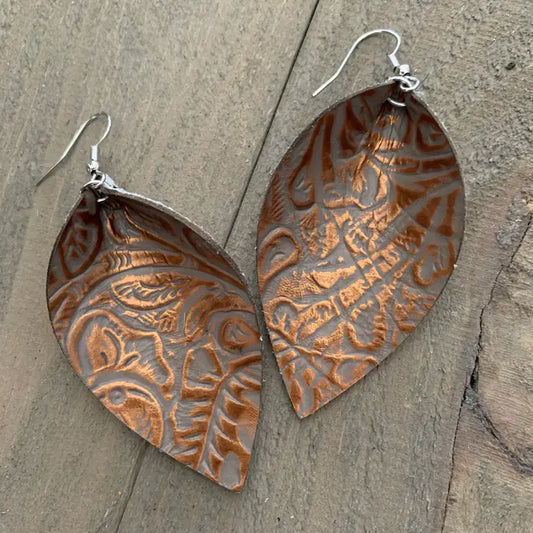 Western Floral Leather Earrings